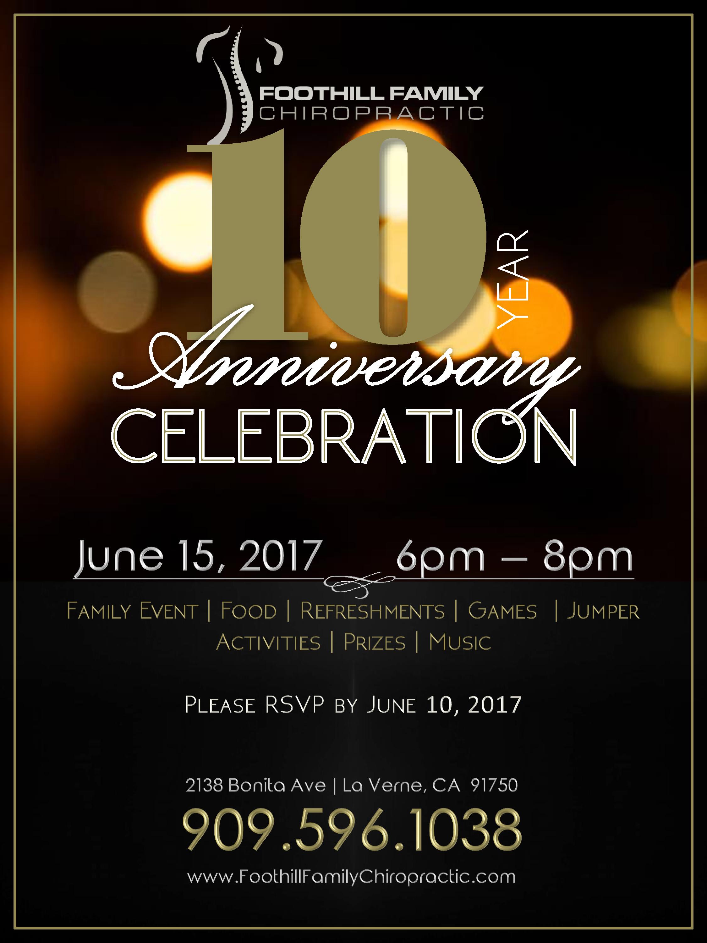 Community Event – Dr. Mehr’s 10 Year Anniversary Celebration tips from La Verne chiropractor
